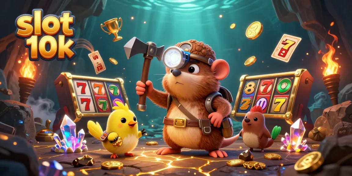 Spin the slot 10k reels to uncover hidden treasures and big wins with this vibrant illustration.