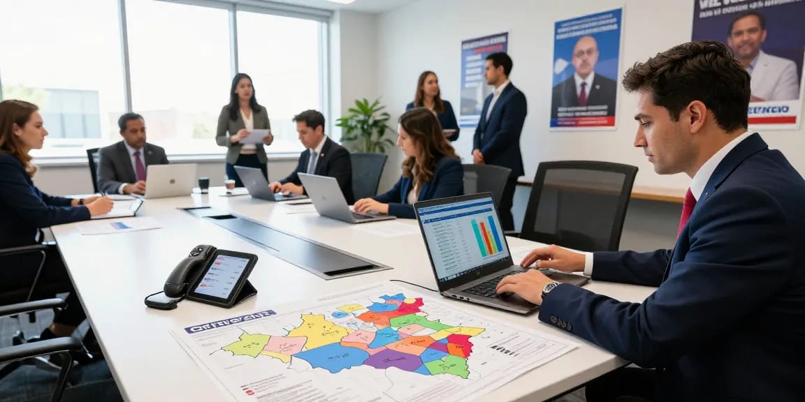 Analyze voter data to suppress negative search results in a political campaign office.