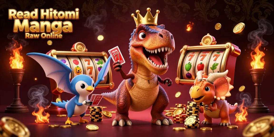 Experience the thrill of gambling while reading Hitomi Manga Raw Online, with exciting casino elements and playful dinosaurs.