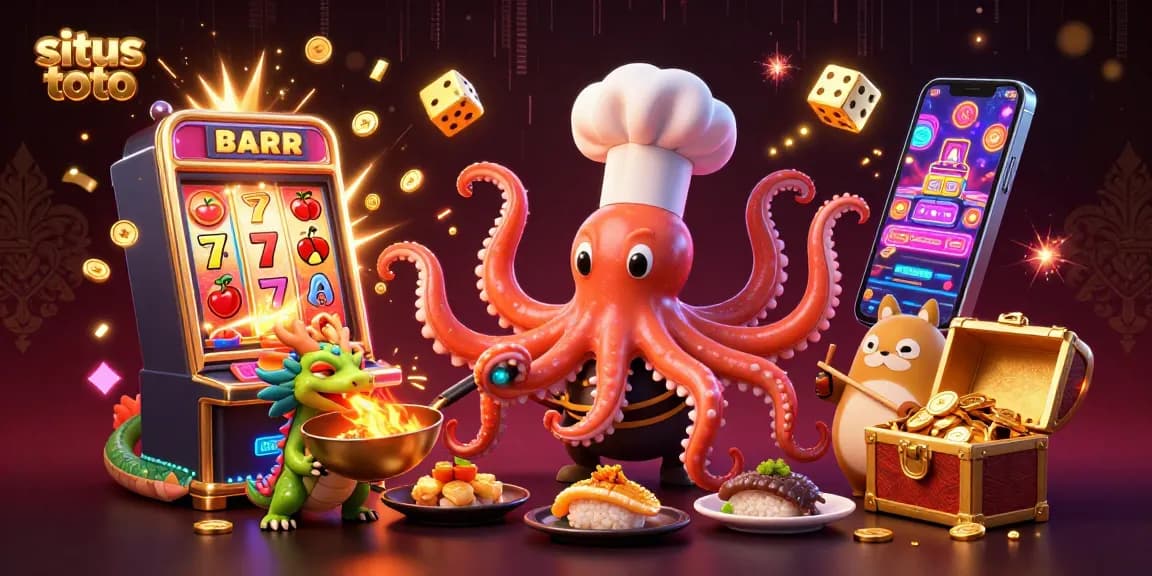 Experience situs toto excitement with a vibrant 3D casino scene featuring animated characters and dynamic gambling action.