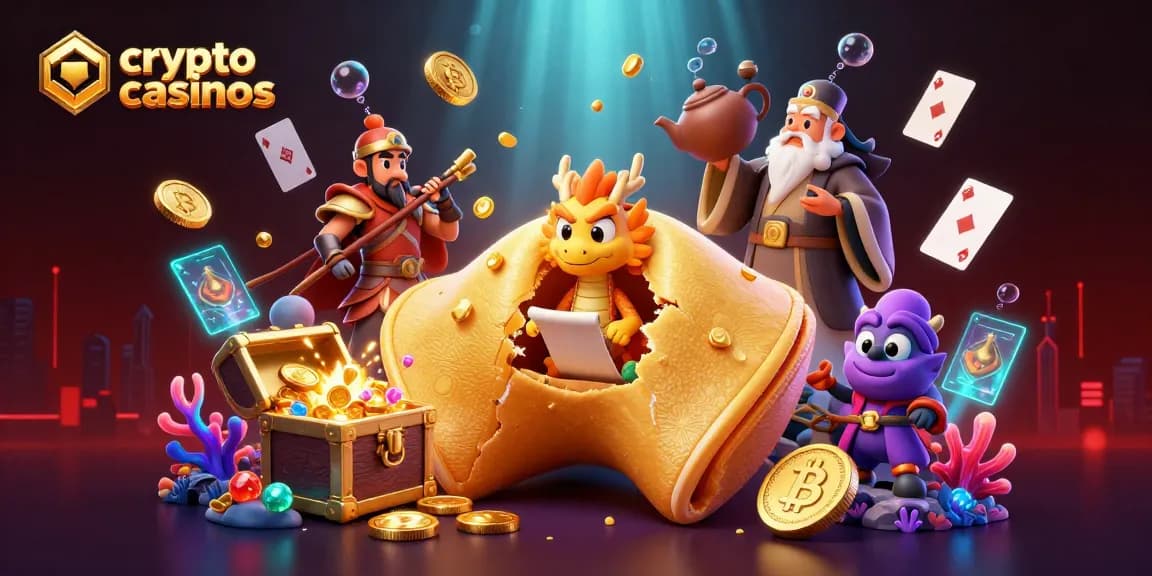 Jouez aux crypto casinos et découvrez une illustration immersive avec des dragons sages et des pièces d'or.