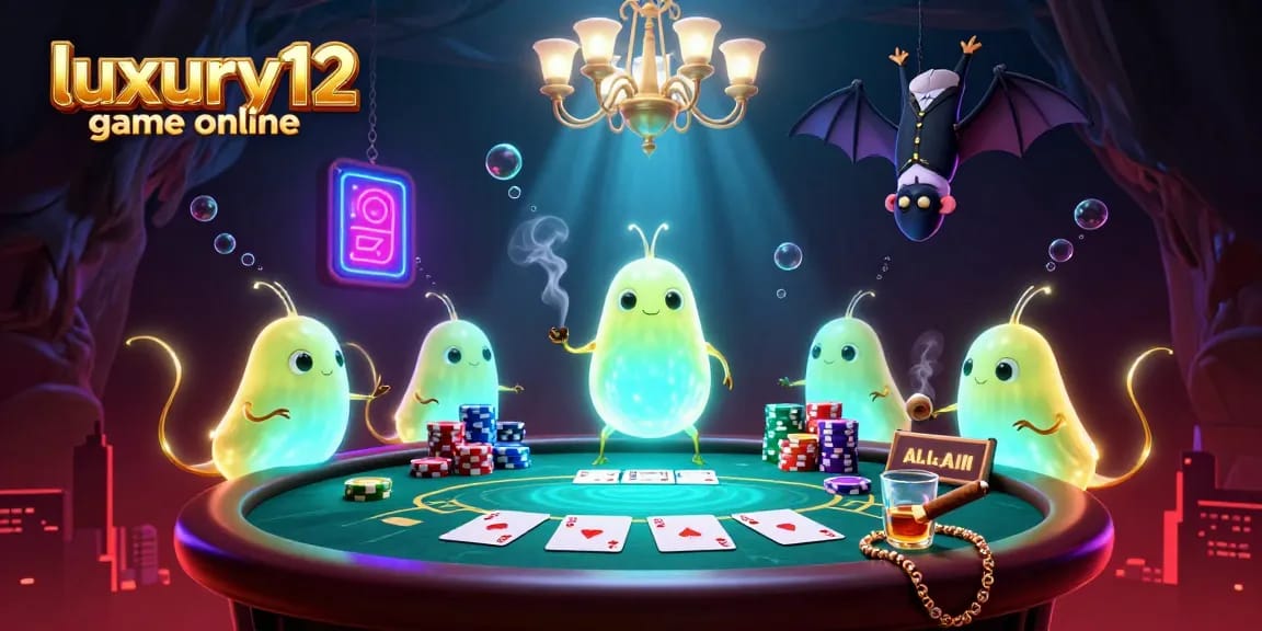 Engage with luxury12 game online through a vibrant scene of glowworms lighting a cave casino with poker elements.