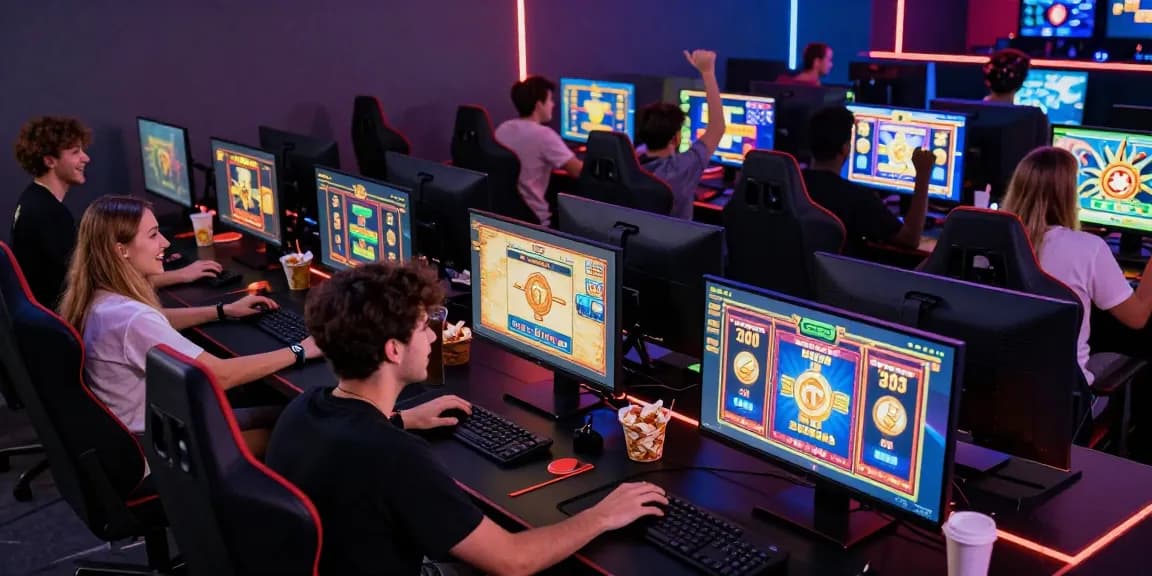 Players enjoying bonus cashback slot games in a lively gaming atmosphere.