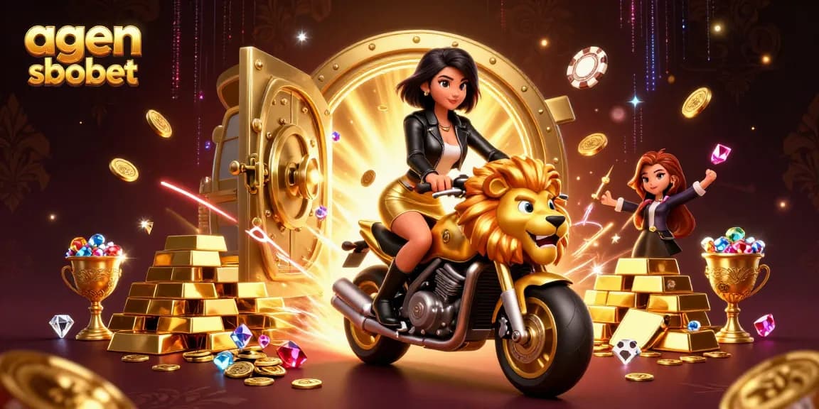 Experience exciting gambling action with agen sbobet in a vibrant 3D illustration featuring a dynamic casino scene.