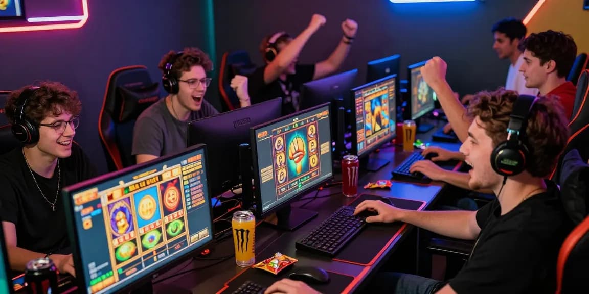 Players enjoying the excitement of slot deposit 1k games in a vibrant, electrifying gaming atmosphere.