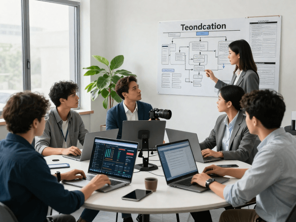 Document fraud detection analysis in a modern office with a diverse team reviewing data and technology tools.