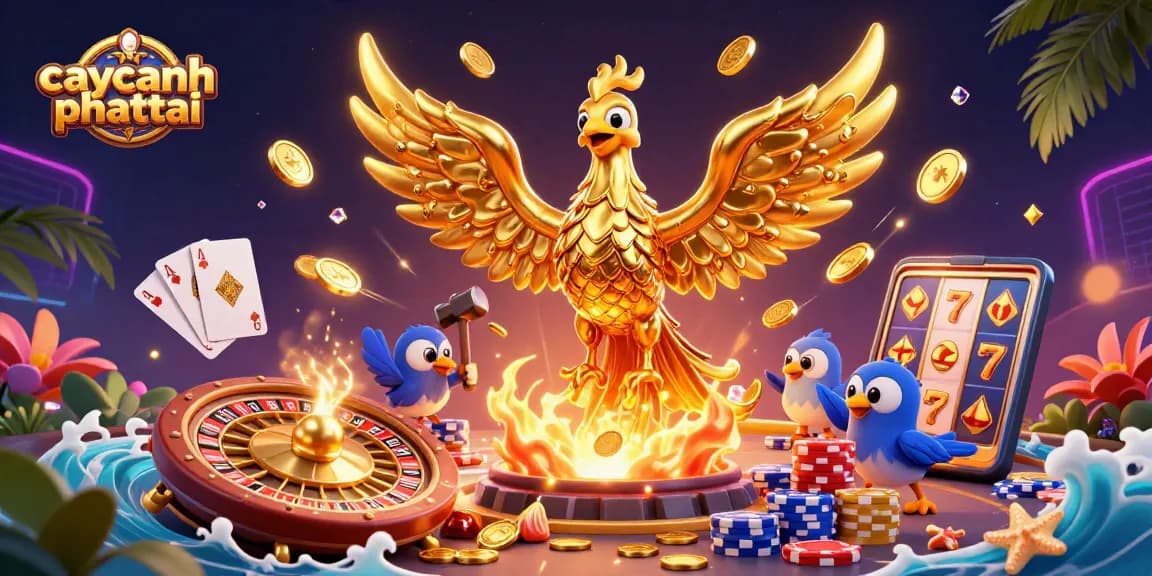 Experience captivating gameplay with caycanhphattai featuring a golden phoenix and vibrant casino elements.