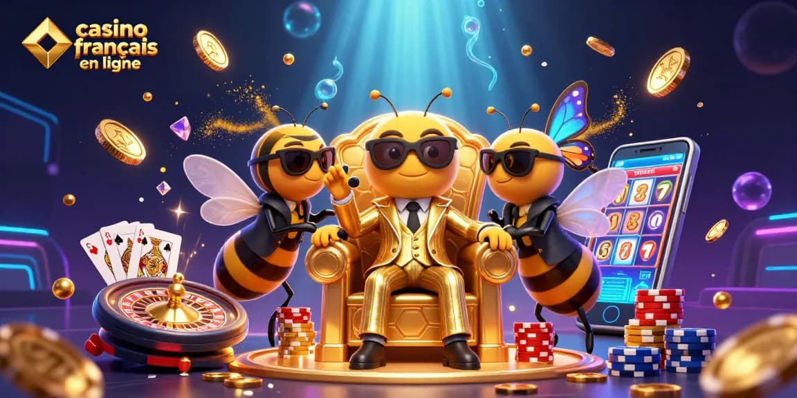 Une illustration 3D vibrante capturant l'univers des casinos français en ligne, remplie d'éléments ludiques et dynamiques.