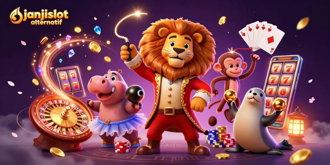 Experience thrilling wins with janjislot alternatif showcased in a vibrant 3D casino scene.