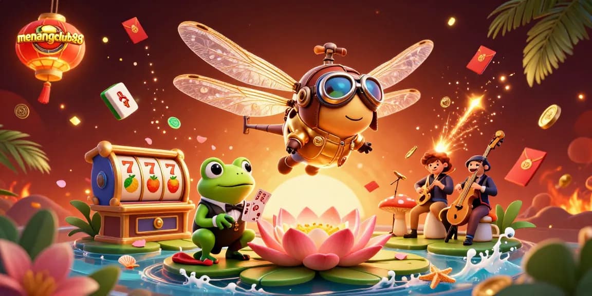 Experience exciting gaming moments at menangclub88 with vibrant 3D illustrations of unique casino themes.