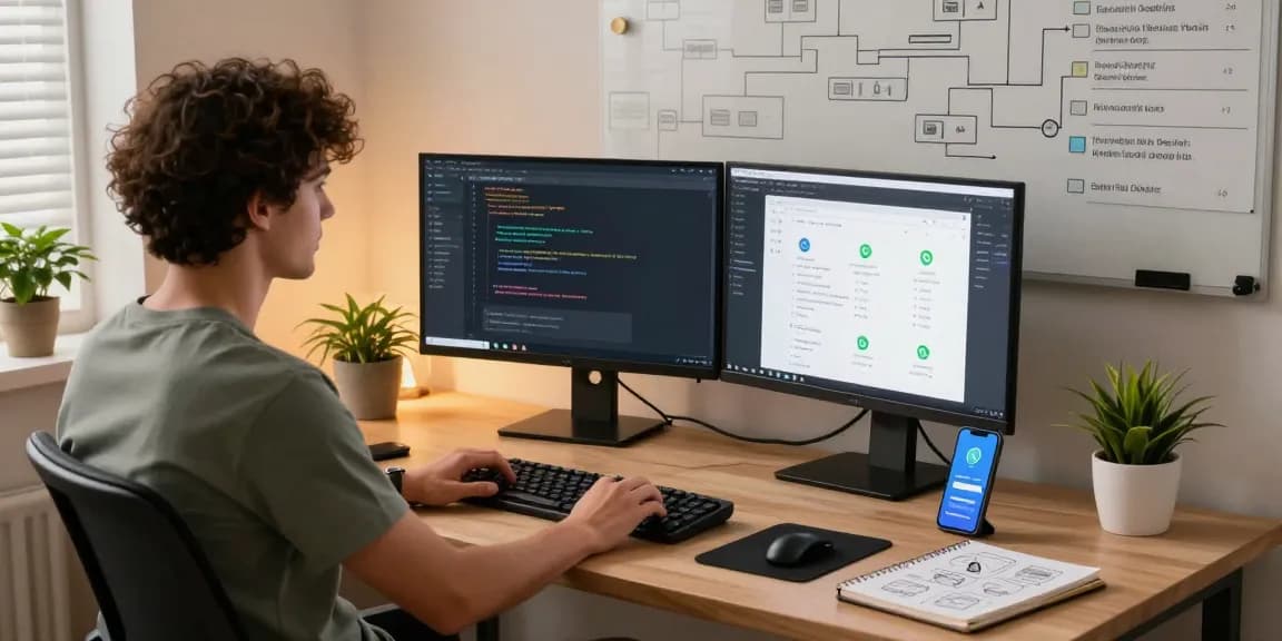 OpenClaw personal AI interface displayed on developer's dual screens in a modern workspace.