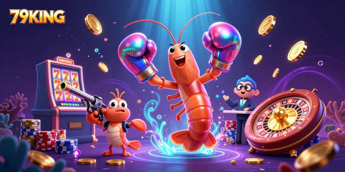 Experience thrilling gameplay with 79KING's vibrant 3D ocean-themed casino illustration showcasing winning moments.