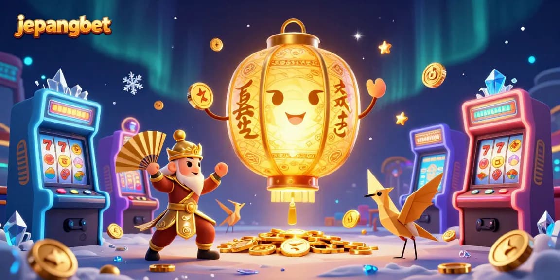 Engage with the excitement of Jepangbet's lively casino scene filled with golden symbols and colorful game elements.