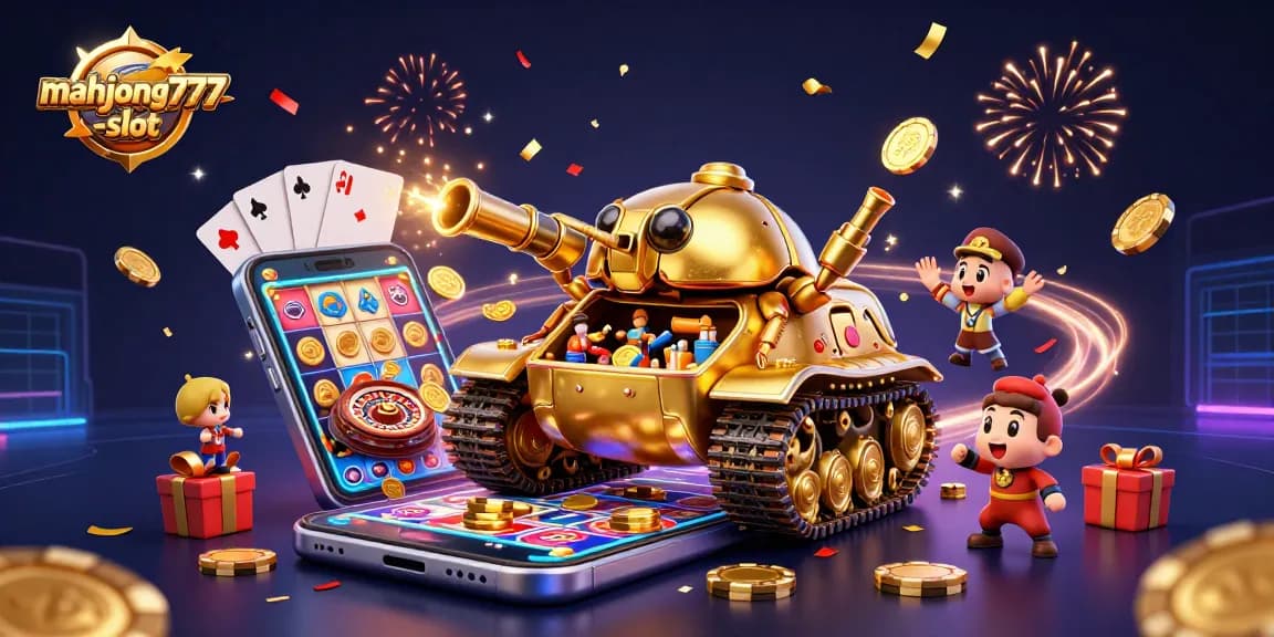 Experience the thrill of mahjong777-slot with a vibrant, animated casino scene featuring a unique beetle tank.