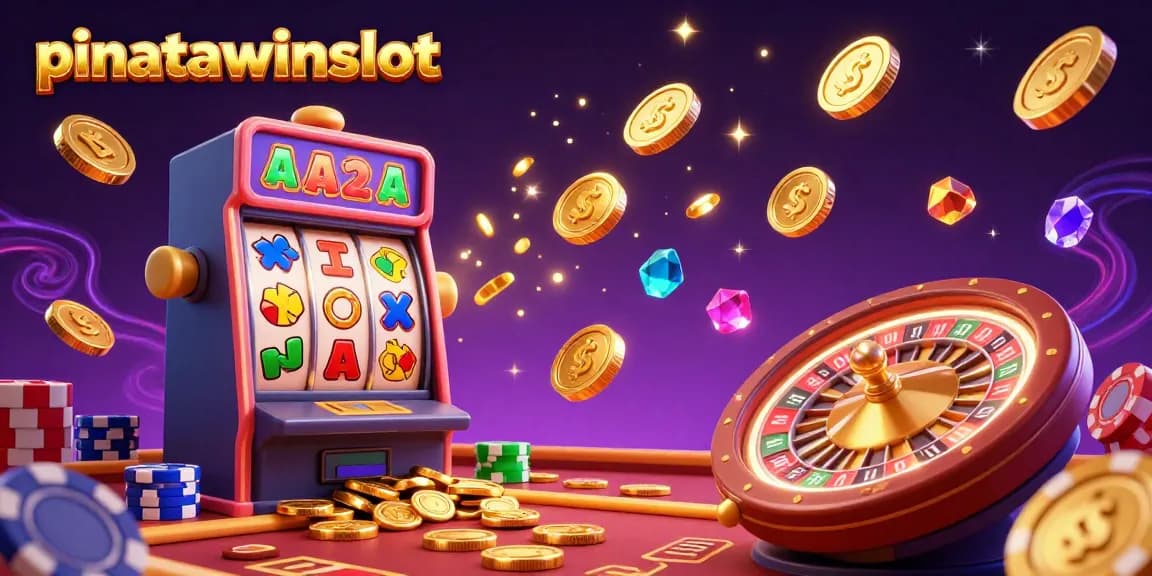 Experience the vibrant pinatawinsslot with golden coins cascading in a lively casino atmosphere.
