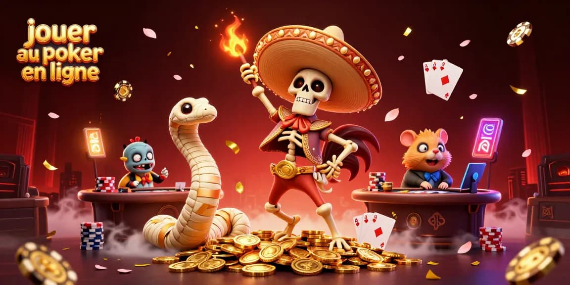 Jouer au poker en ligne avec un canard mariachi dans une scène animée de casino.