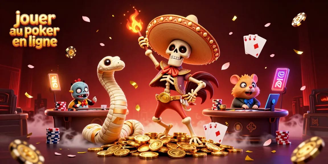 Jouer au poker en ligne avec un canard mariachi dans une scène animée de casino.