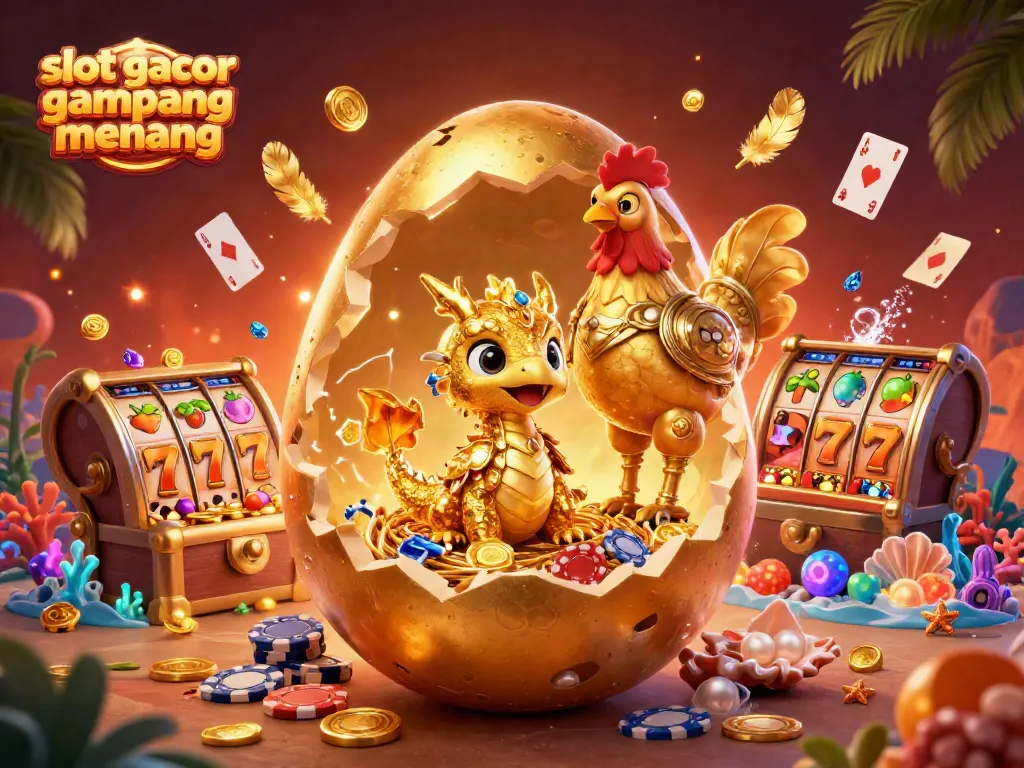 Experience the thrill of slot gacor gampang menang with a dazzling scene of golden dragon and casino elements.