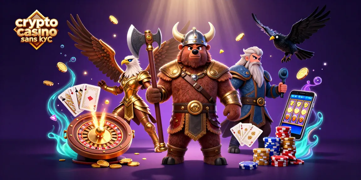 Découvrez un crypto casino sans KYC avec des ours vikings, des roulettes et des jetons colorés.