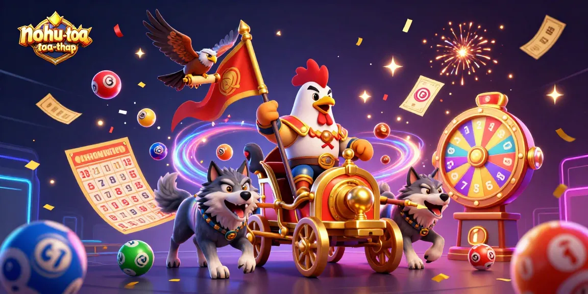 Engage in exciting gameplay at nohu-toa-thap with colorful balls and golden rewards surrounding dynamic characters.