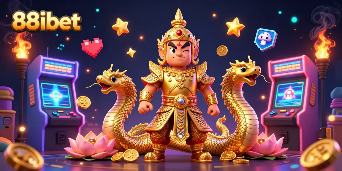 Experience thrilling games at 88ibet with vibrant slots and engaging casino elements in a dynamic illustration.
