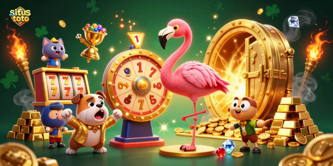 Engage with situs toto's exciting prize wheel game in a dynamic 3D casino illustration.