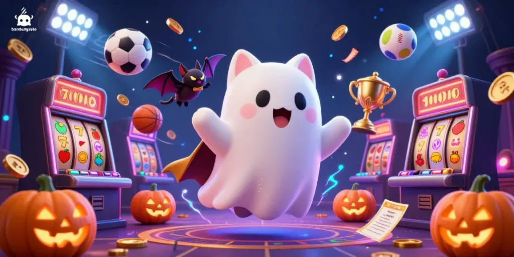 Experience bandungtoto's thrilling gaming with a friendly ghost cat and dynamic casino elements.