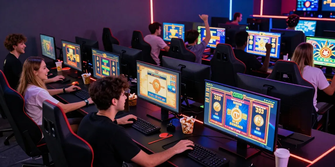 Players enjoying bonus cashback slot games in a lively gaming atmosphere.