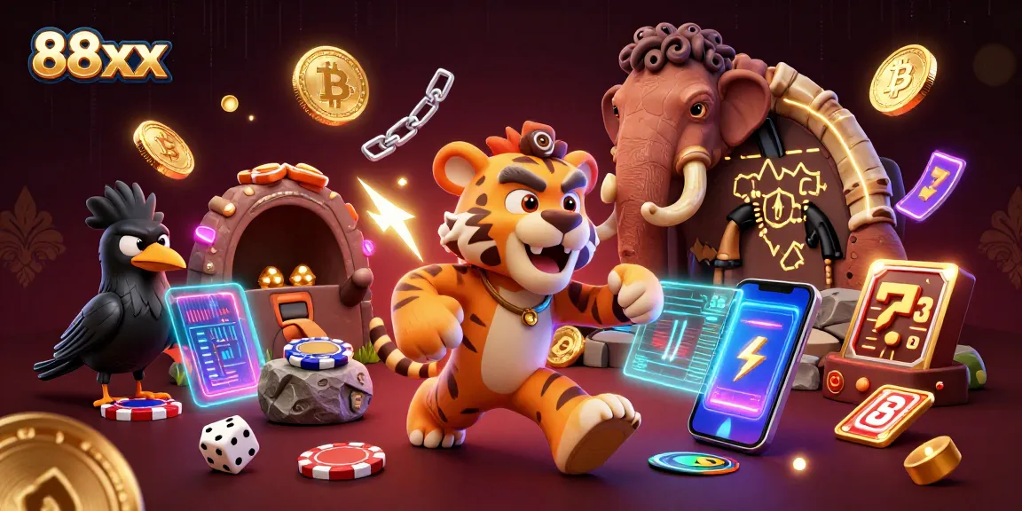 Experience the thrilling 88xx prehistoric casino with sabertooth characters and crypto elements.