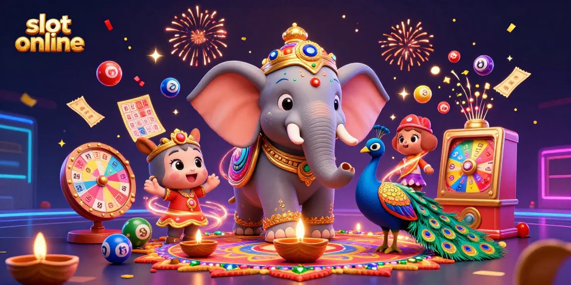 Engage with exhilarating slot online experiences featuring dynamic illustrations of casino elements and festive designs.