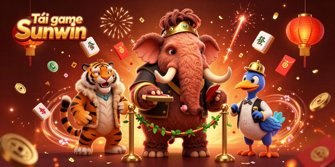 Engage with Tải game Sunwin through an exciting casino-themed illustration featuring unique characters and vibrant game elements.