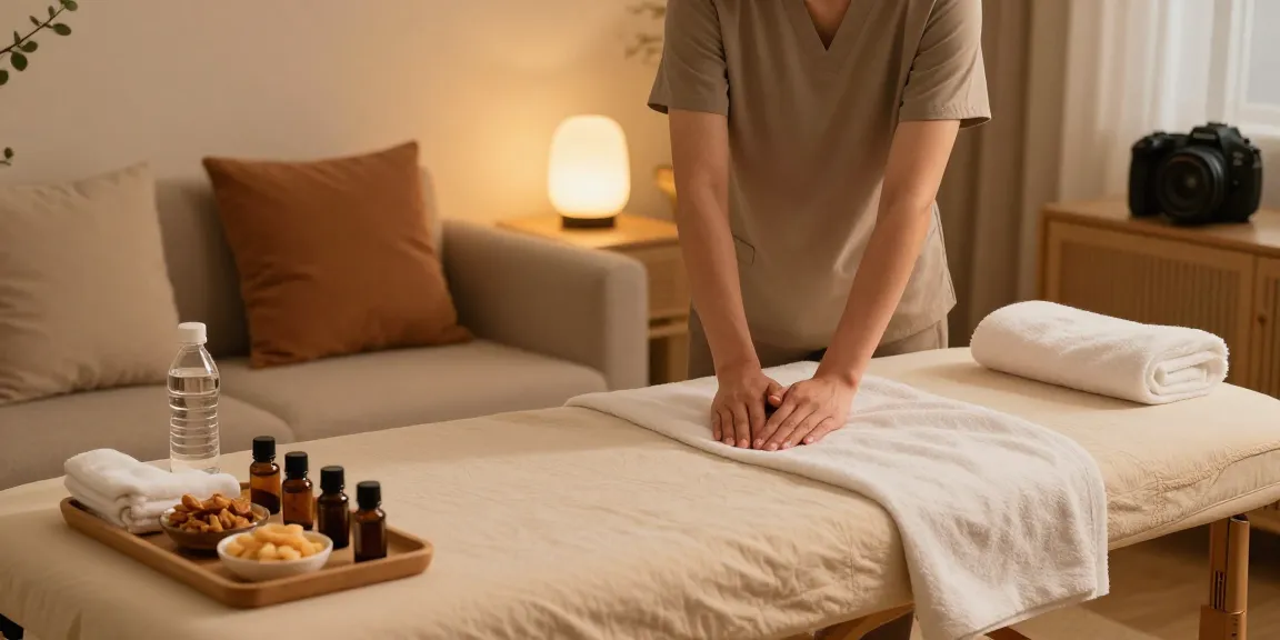 Enjoying premium in-home 의정부출장안마 service in a calming environment.