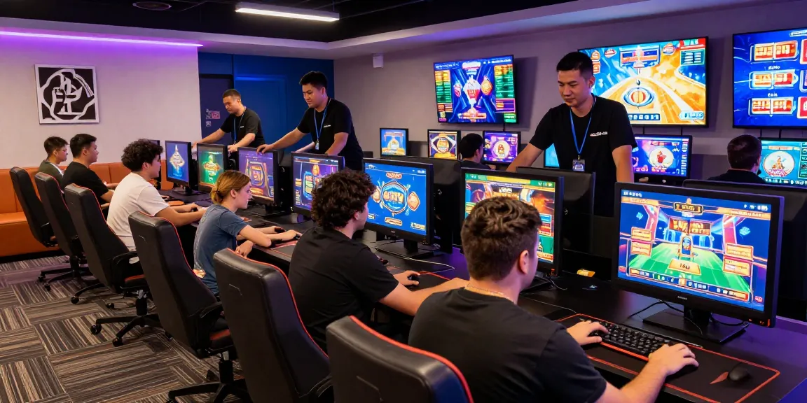 NAGA2000 players enjoying immersive gaming experience in vibrant iGaming lounge with modern technology