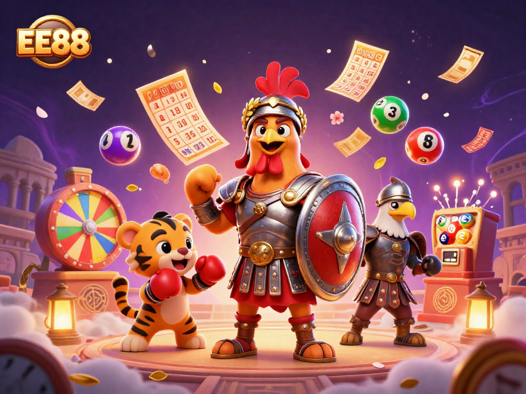 Engage with vibrant EE88 lottery action featuring dynamic characters and thrilling game elements.