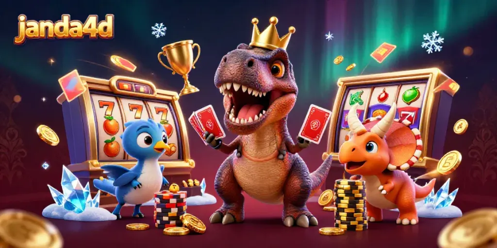 Permainan menarik di janda4d dengan dinosaurus dan chip emas yang menghibur.