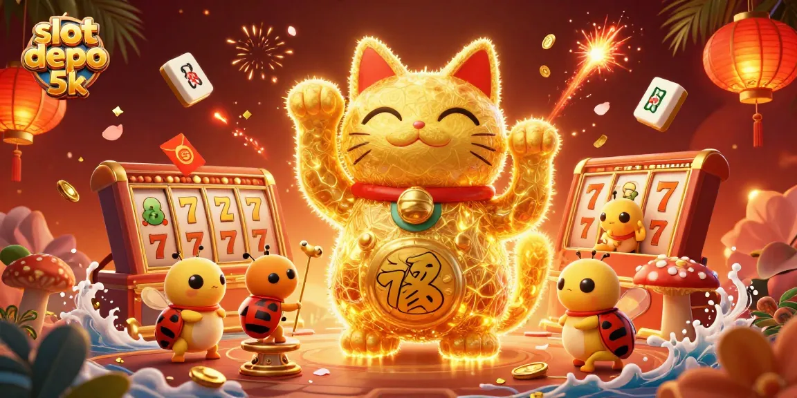 Experience the excitement of slot depo 5k with dynamic golden fireflies and casino symbols!