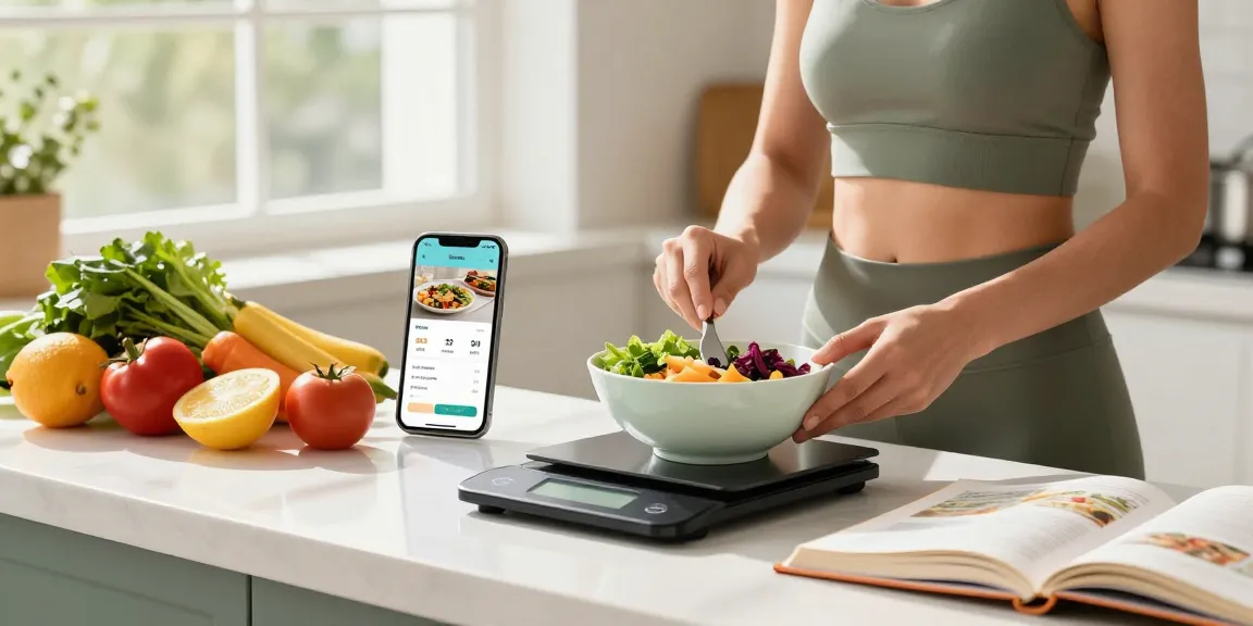 Healthy cooking with best food tracking apps in a bright kitchen setting.