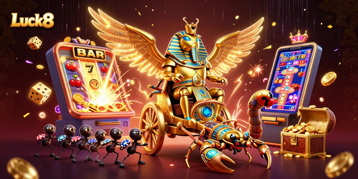 Experience thrilling gaming at Luck8 with vibrant casino elements and rich 3D illustrations.