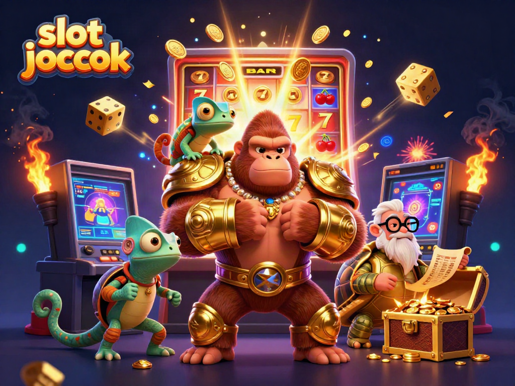 Experience the thrill of slot jackpot gaming with an epic 3D casino scene featuring vibrant characters and dynamic elements.