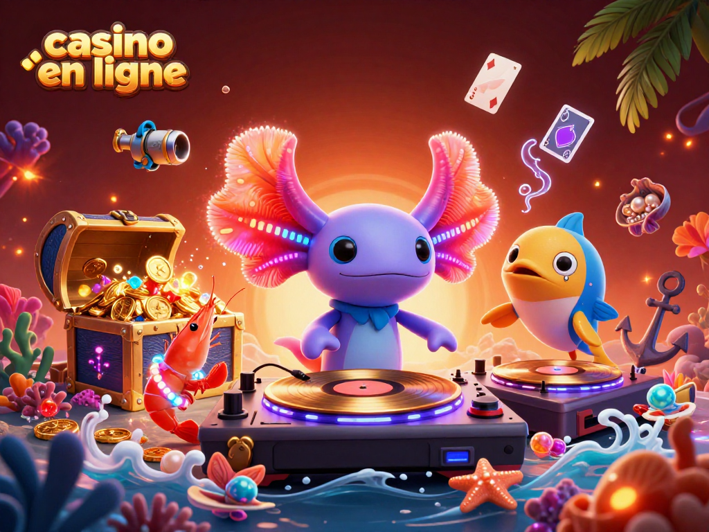 Ces personnages colorés s'animent autour du casino en ligne avec des jeux et des trésors sous-marins, illustrant une ambiance dynamique.