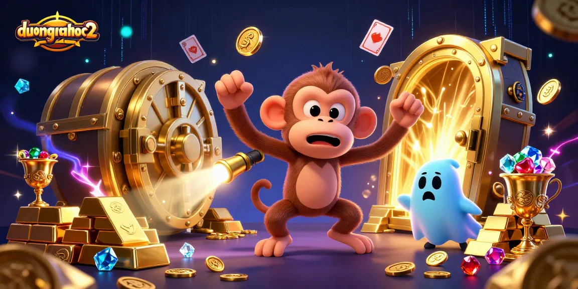 Engage with duongmatchuoc2 while exploring a mystical haunted casino featuring a playful monkey and ghost-hunter puppy.