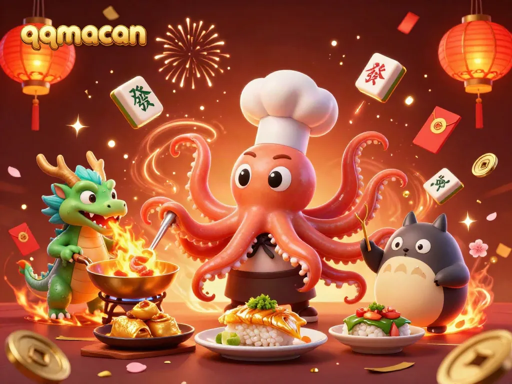 Experience responsive gaming real-time with qqmacan; a vibrant casino scene with interactive magical characters.