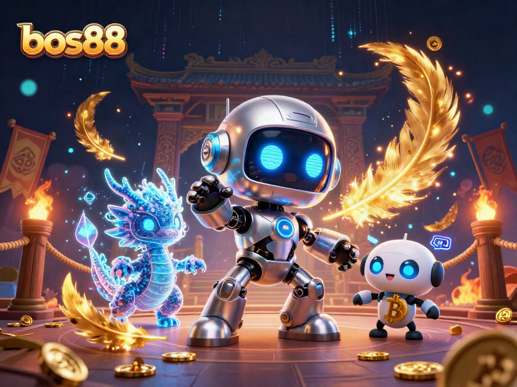 Menang di bos88 dengan robot futuristik dan naga holografik di dunia kasino yang imersif.