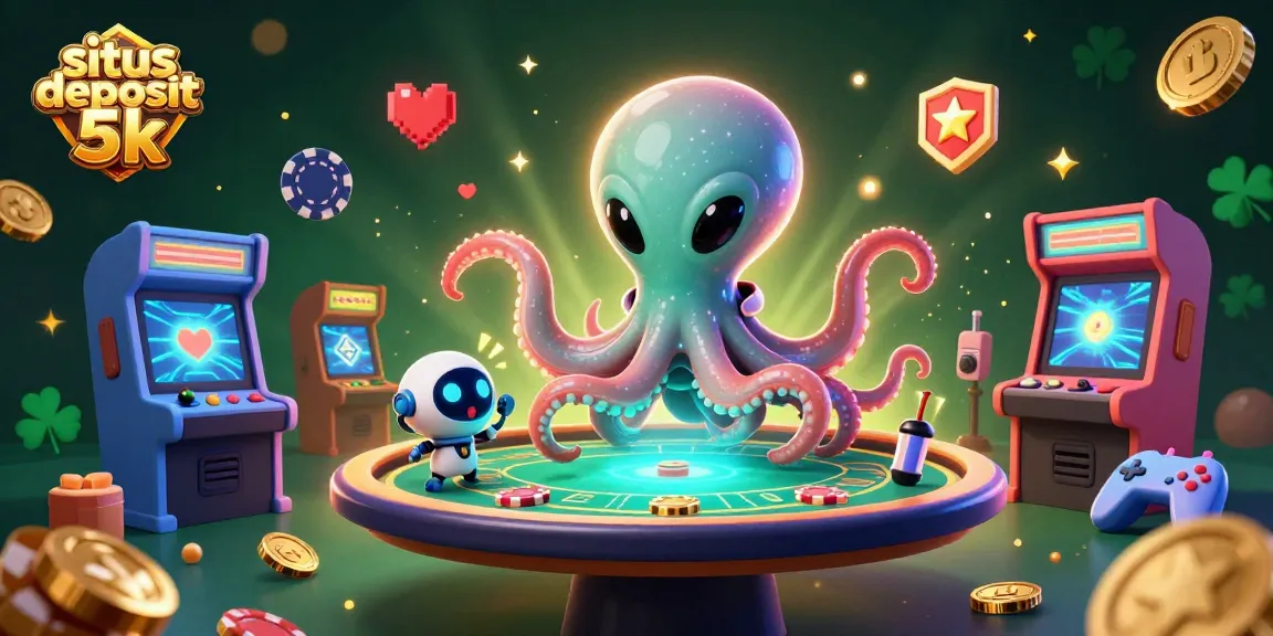 Engage with exciting situs deposit 5k gaming experiences featuring alien characters amidst vibrant arcade elements.