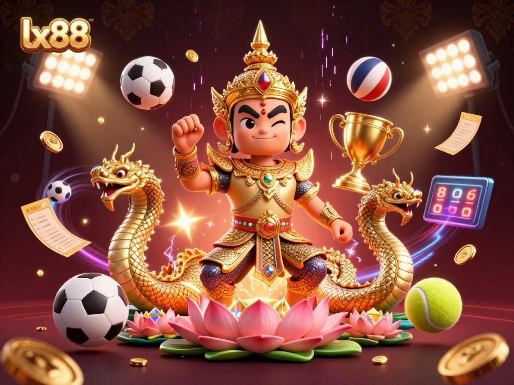 Bet on lx88 with dynamic sports action featuring a golden yaksha and Naga companions.