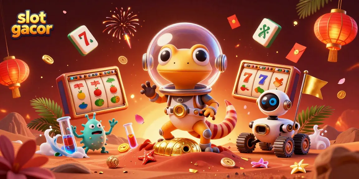 Engage in thrilling slot gacor action with a vibrant 3D casino adventure illustration.