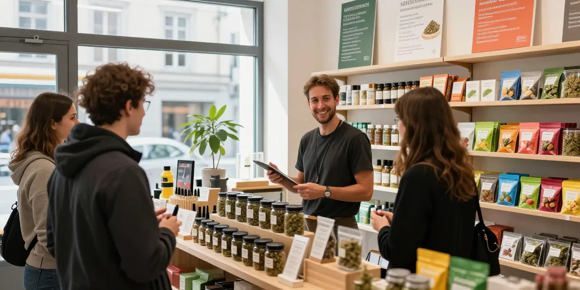 Discover How Do I Find Top Quality Weed In Lausanne, Switzerland? with vibrant cannabis products in a welcoming dispensary.