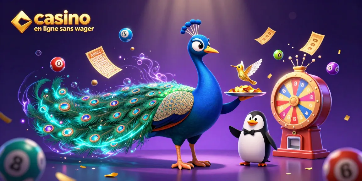 Profitez d'une illustration 3D d'un casino en ligne sans wager avec des personnages colorés et des éléments de jeu excitants.