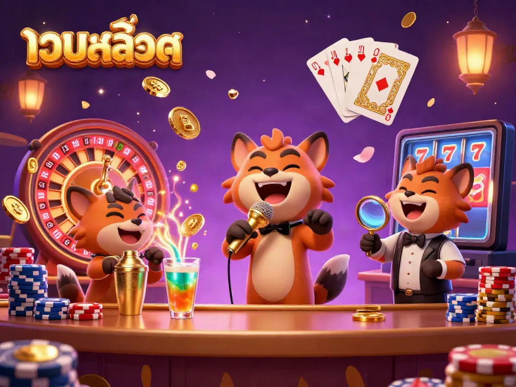 Experience the excitement at เว็บสล็อต with a lively hyena casino, showcasing comedy, cocktails, and games.