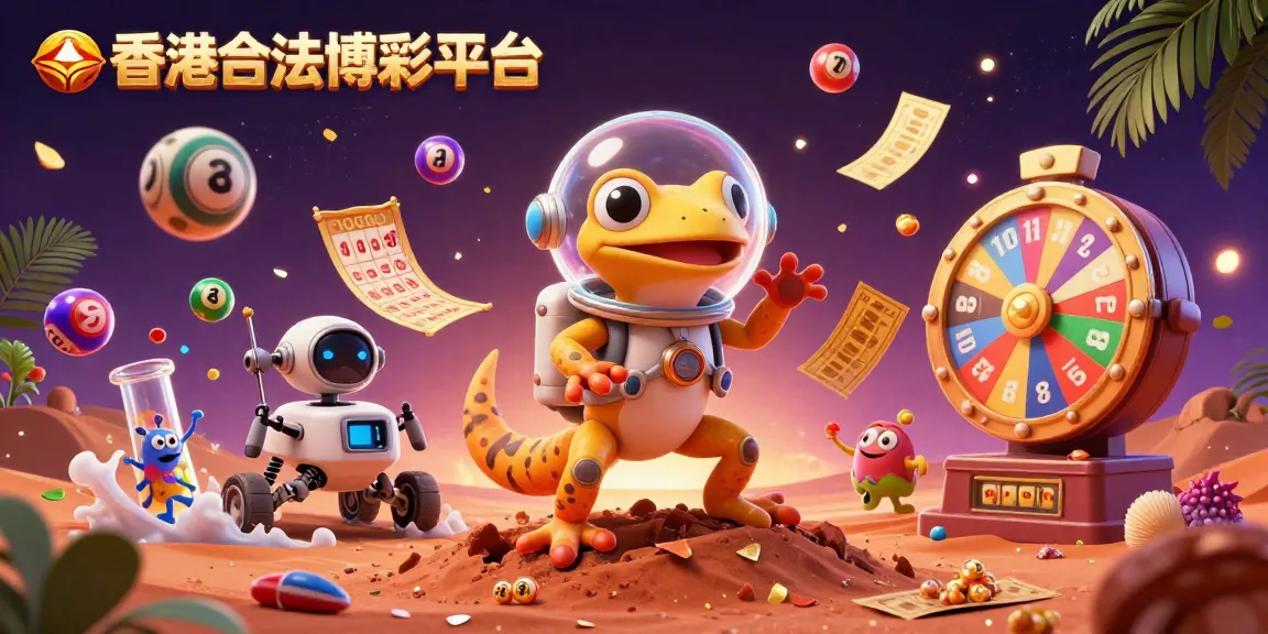 在香港合法博彩平台上玩樂,外星爬蟲發現金色賭場,色彩繽紛的樂透球與獎金相互交錯。